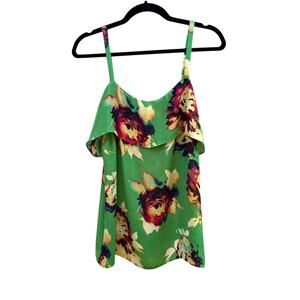 CAbi green floral tank top, women's size medium